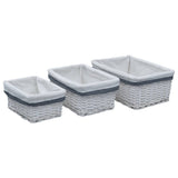 Vidaxl 3-Dart kurv Set Stackable Willow White