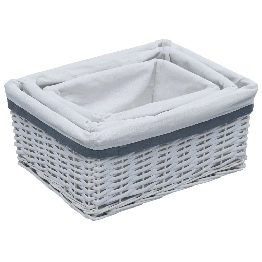 Vidaxl 3-Dart kurv Set Stackable Willow White