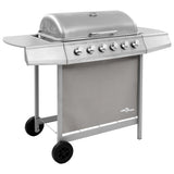 Vidaxl gasgrill med 6 brændere sølvfarvet