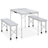 Vidaxl campingbord sammenfoldelig med 2 bænke aluminium hvidt