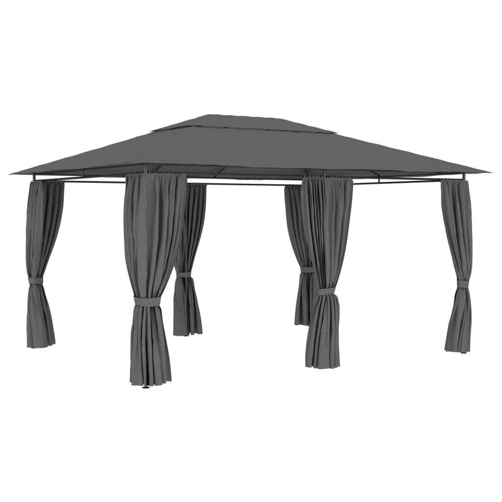 Vidaxl Garden Pavilion med gardiner 4x3 m Anthracite