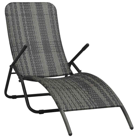Vidaxl ligbed inklapbaar poly rattan grijs
