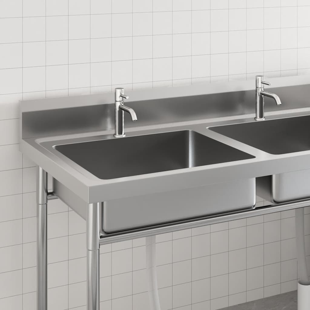 Vidaxl Sink dobbelt rustfrit stål