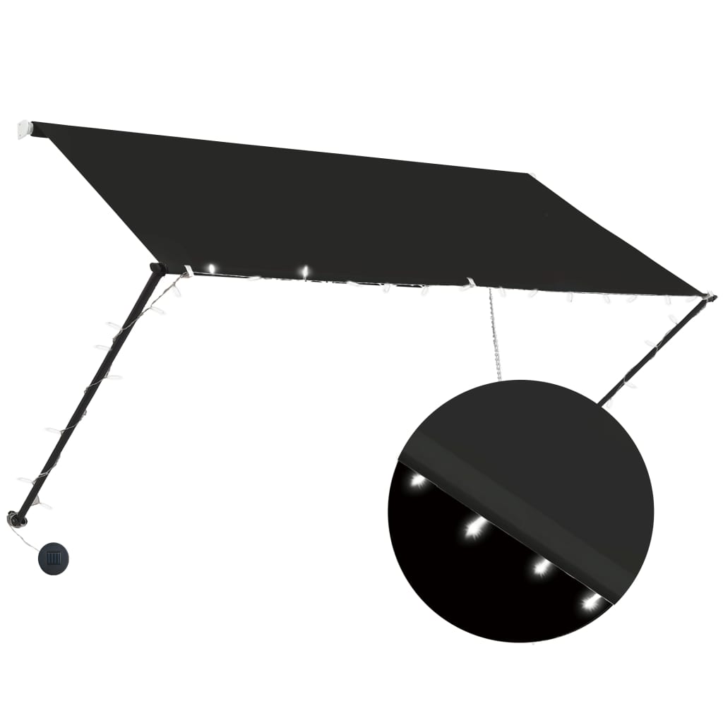Vidaxl Luifel kan udvides med LED 250x150 cm antracit