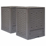 Vidaxx kompostbeholdere 2 stk 600 l 60x60x83 cm plast rattan brun