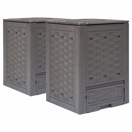 Vidaxx kompostbeholdere 2 stk 600 l 60x60x83 cm plast rattan brun
