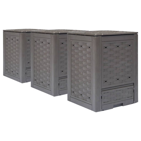 Vidaxx kompostbeholdere 3 stk 900 l 60x60x83 cm plast rattan brun