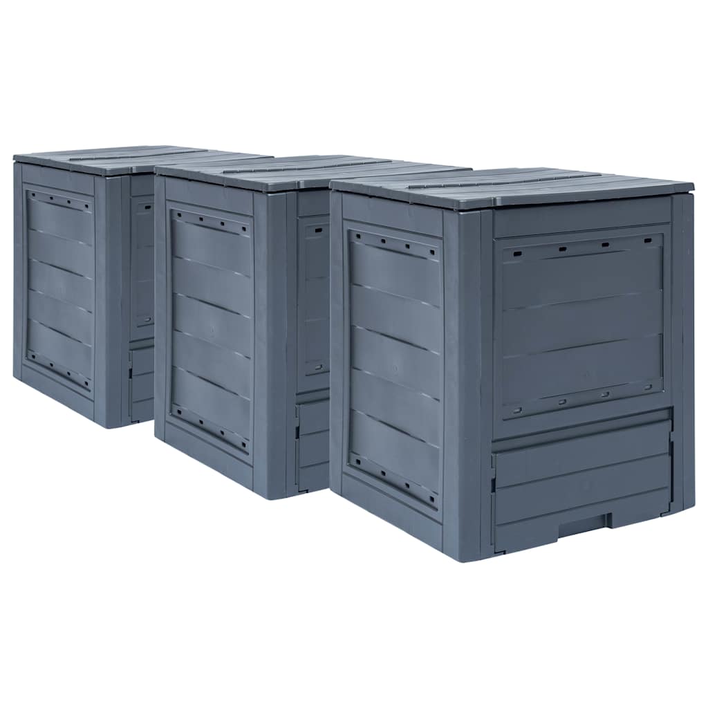 Vidaxx kompostbeholdere 3 stk 780 l 60x60x73 cm grå