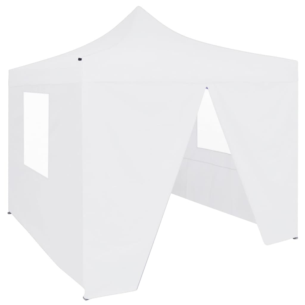 Vidaxx partytelt med 4 foldbare sidevægge 3x3 m stål hvid
