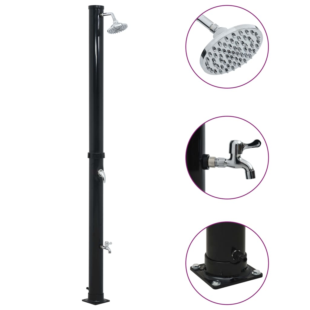 Vidaxl Solardouche 20 L 220 cm sort