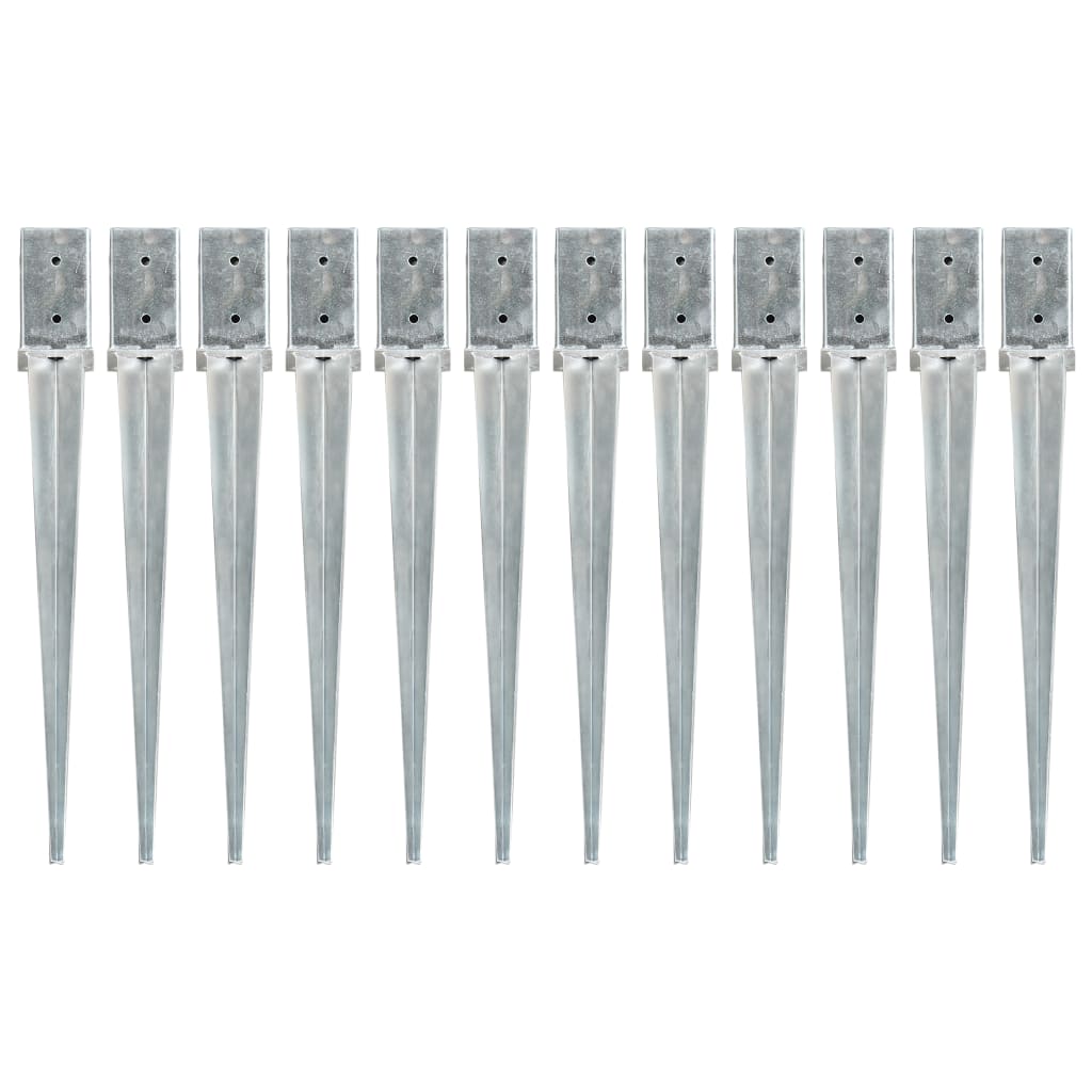 Vidaxx Ground Pegs 12 stk 8x8x76 cm galvaniseret stål sølvfarvet