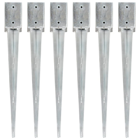 Vidaxl Ground Pins 6 PCS 9x9x75 cm galvaniseret stål sølvfarvet