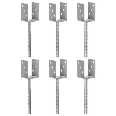 Vidaxl Ground Anchors 6 pcs 7x6x30 cm galvaniseret stål sølvfarvet