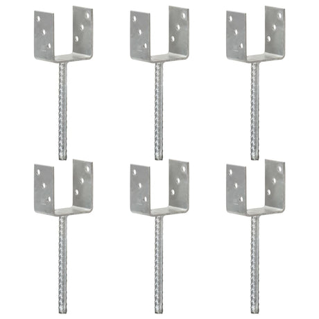 Vidaxl Ground Anchors 6 PCS 9x6x30 cm galvaniseret stål sølvfarvet