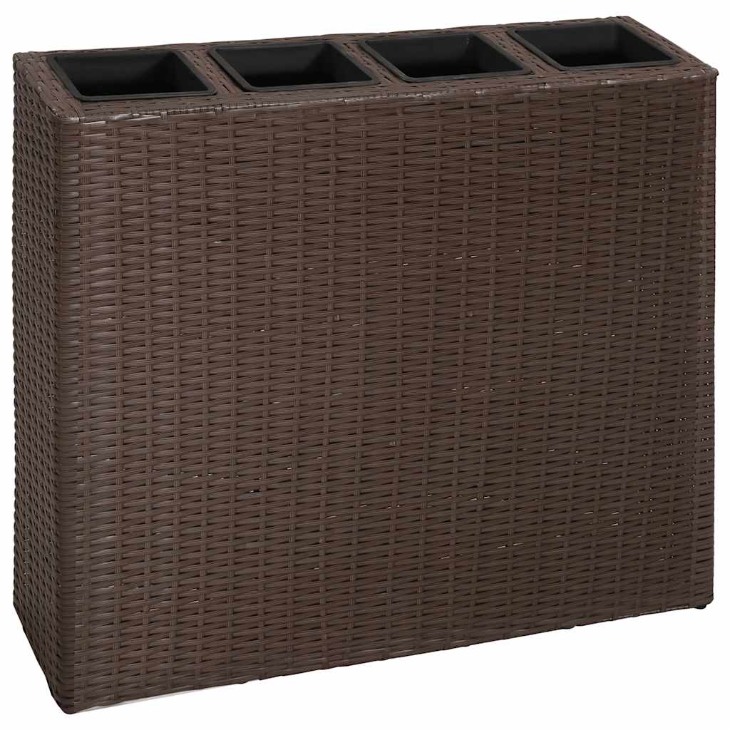 Vidaxl plantekasse øget med 4 potter 2 stk polyrattan brun