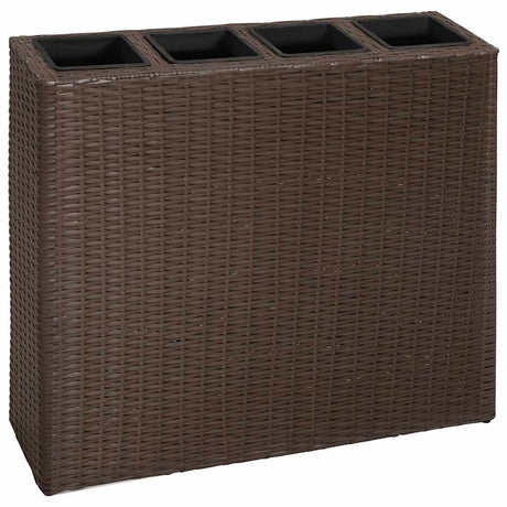 Vidaxl plantekasse øget med 4 potter 2 stk polyrattan brun