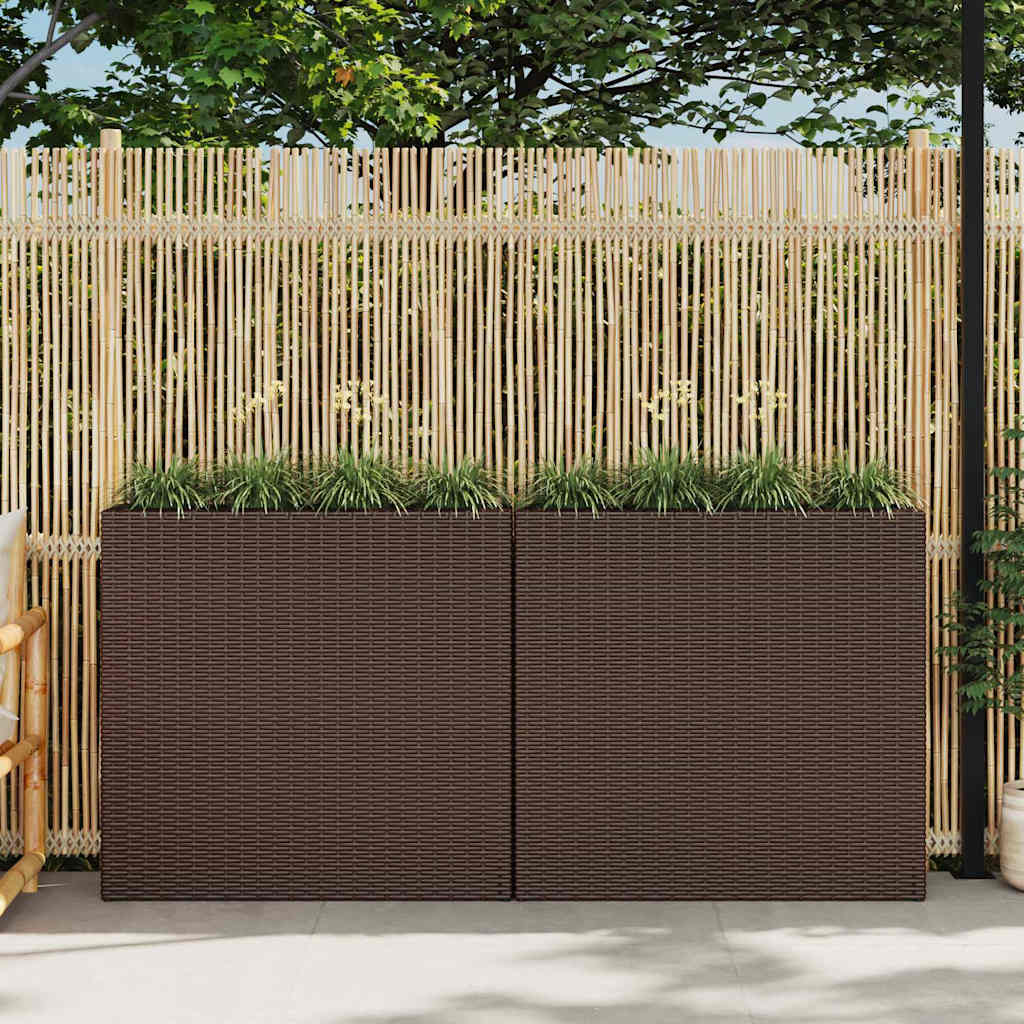 Vidaxl plantekasse øget med 4 potter 2 stk polyrattan brun