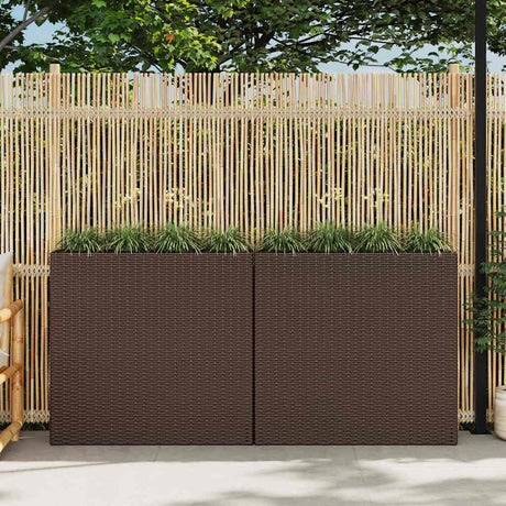 Vidaxl plantekasse øget med 4 potter 2 stk polyrattan brun