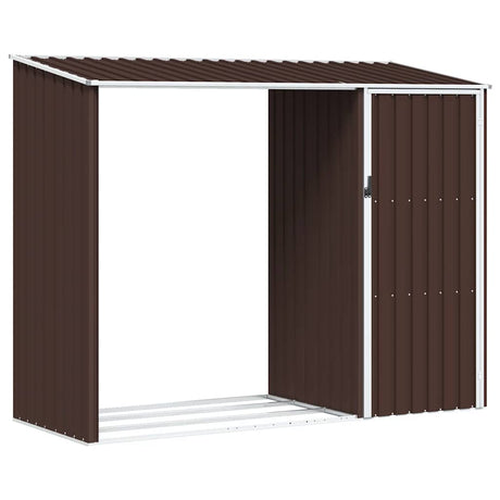 Vidaxl brænde skur 245x98x159 cm galvaniseret stålbrun