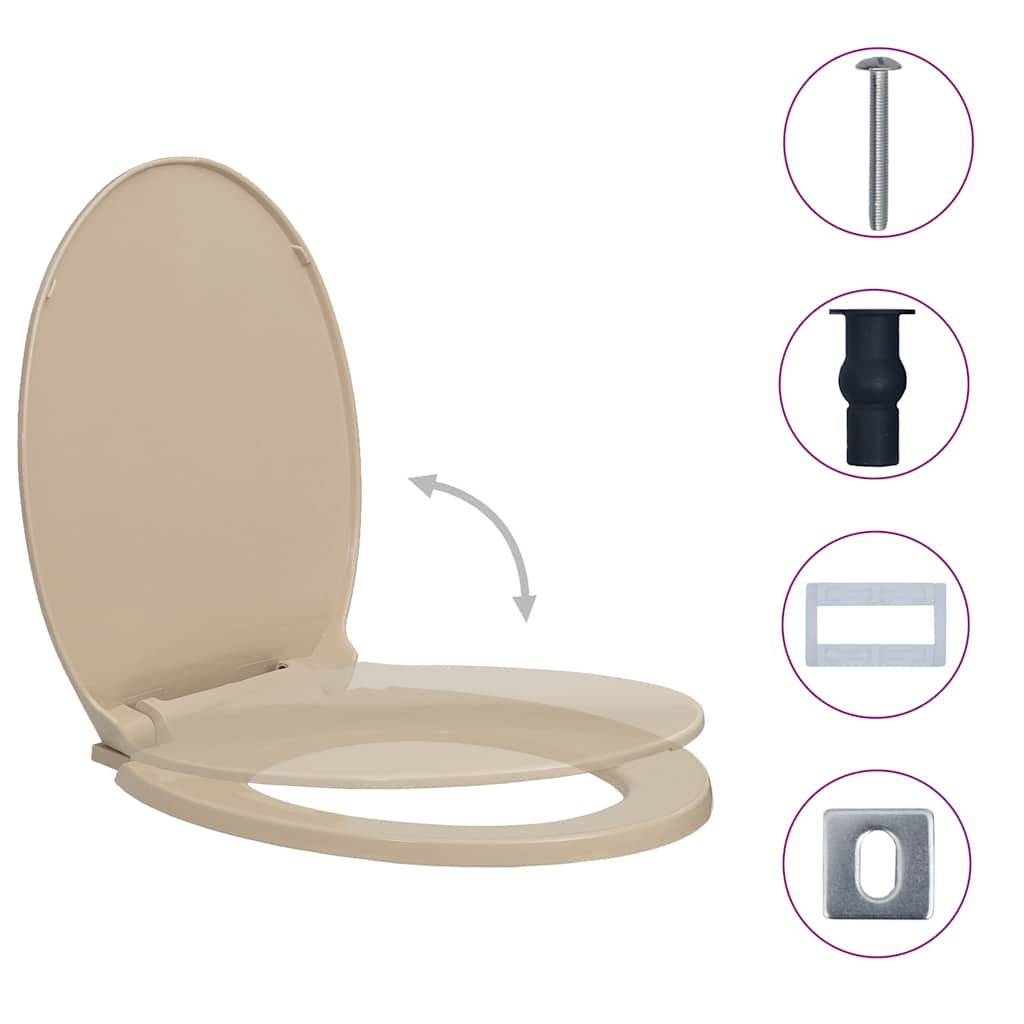 Vidaxl toiletsæde soft-close og quick-release oval beige