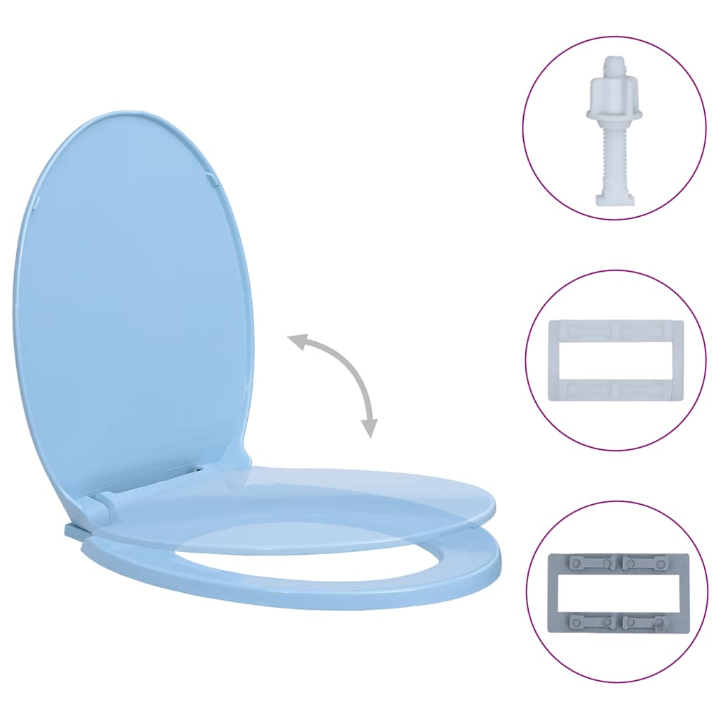 Vidaxl toilet sæde blød tæt oval blå