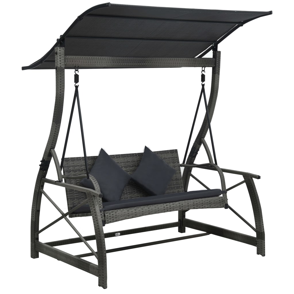 Vidaxl Swing Bank 3-Seater med tagpoly rotting grå