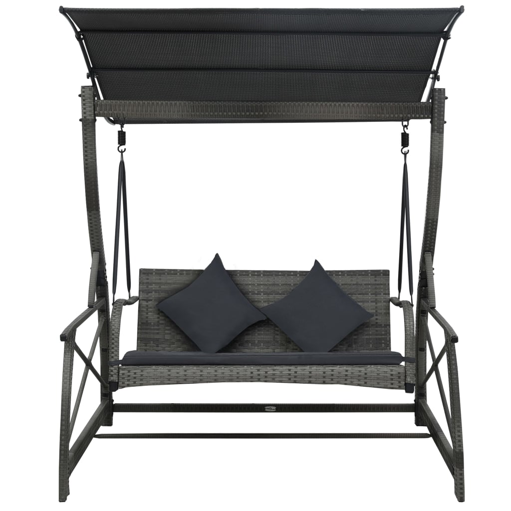 Vidaxl Swing Bank 3-Seater med tagpoly rotting grå