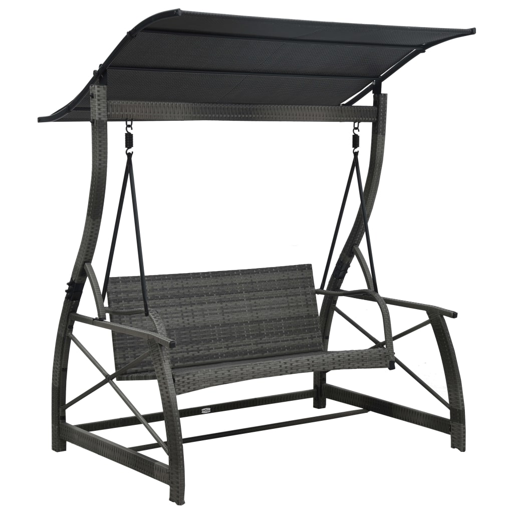 Vidaxl Swing Bank 3-Seater med tagpoly rotting grå