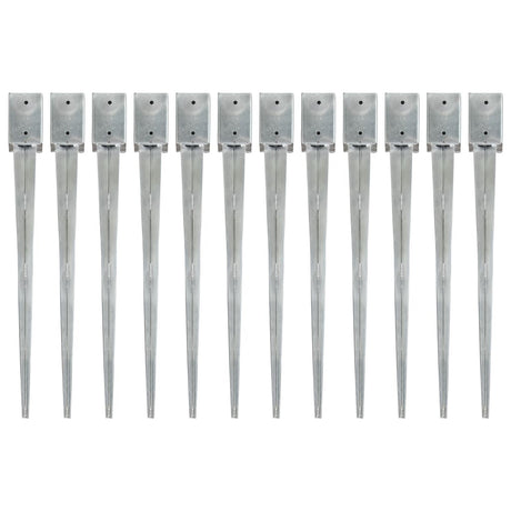 Vidaxl Ground Pins 12 stk 9x9x90 cm galvaniseret stål sølvfarvet