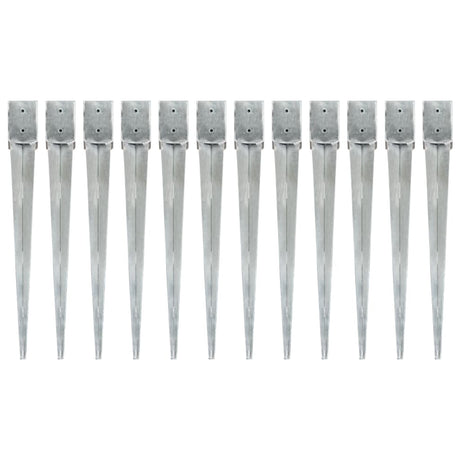 Vidaxl Ground Pins 12 stk 10x10x91 cm galvaniseret stål sølvfarvet