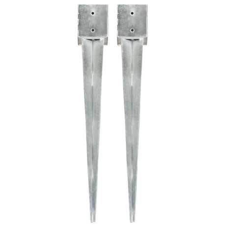 Vidaxl Ground Pins 2 PCS 12x12x89 cm Galvaniseret stålsølvfarvet