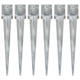 Vidaxl Ground Pins 6 St 14x14x91 cm galvaniseret stål sølvfarvet