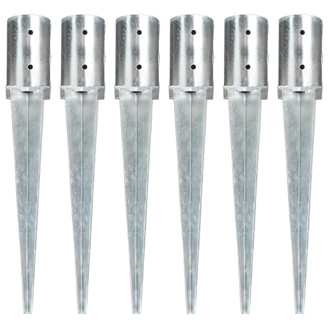 Vidaxl Ground Pins 6 St 8x61 cm galvaniseret stål sølvfarvet