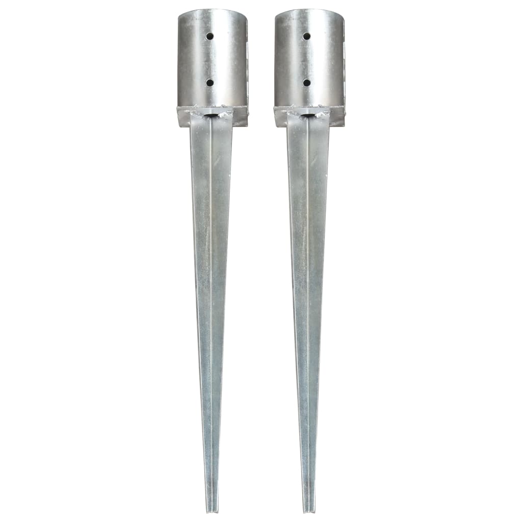 Vidaxl Ground Pins 2 St 10x76 cm galvaniseret stål sølvfarvet