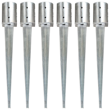 Vidaxl Ground Pins 6 St 10x76 cm galvaniseret stål sølvfarvet