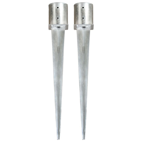 Vidaxl Ground Pins 2 stk 12x91 cm galvaniseret stål sølvfarvet