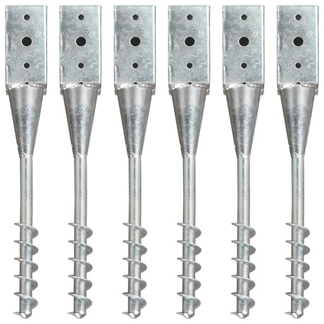 Vidaxl jordstifter 6 st 7x7x56 cm galvaniseret stål sølvfarvet