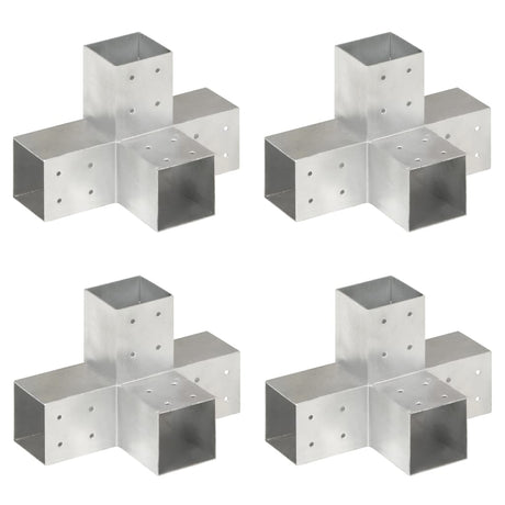 Vidaxl Pile Connections 4 PC-form 81x81 mm galvaniseret metal