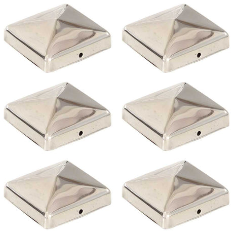 Vidaxl Pile Caps 6 St Pyramid 71x71 mm rustfrit stål