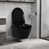 Vidaxl hængende toilet kantløs med bidetfunktion keramisk sort