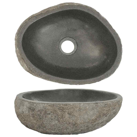 Vidaxl Washbasin Oval (29-38) X (24-31) CM River Stone