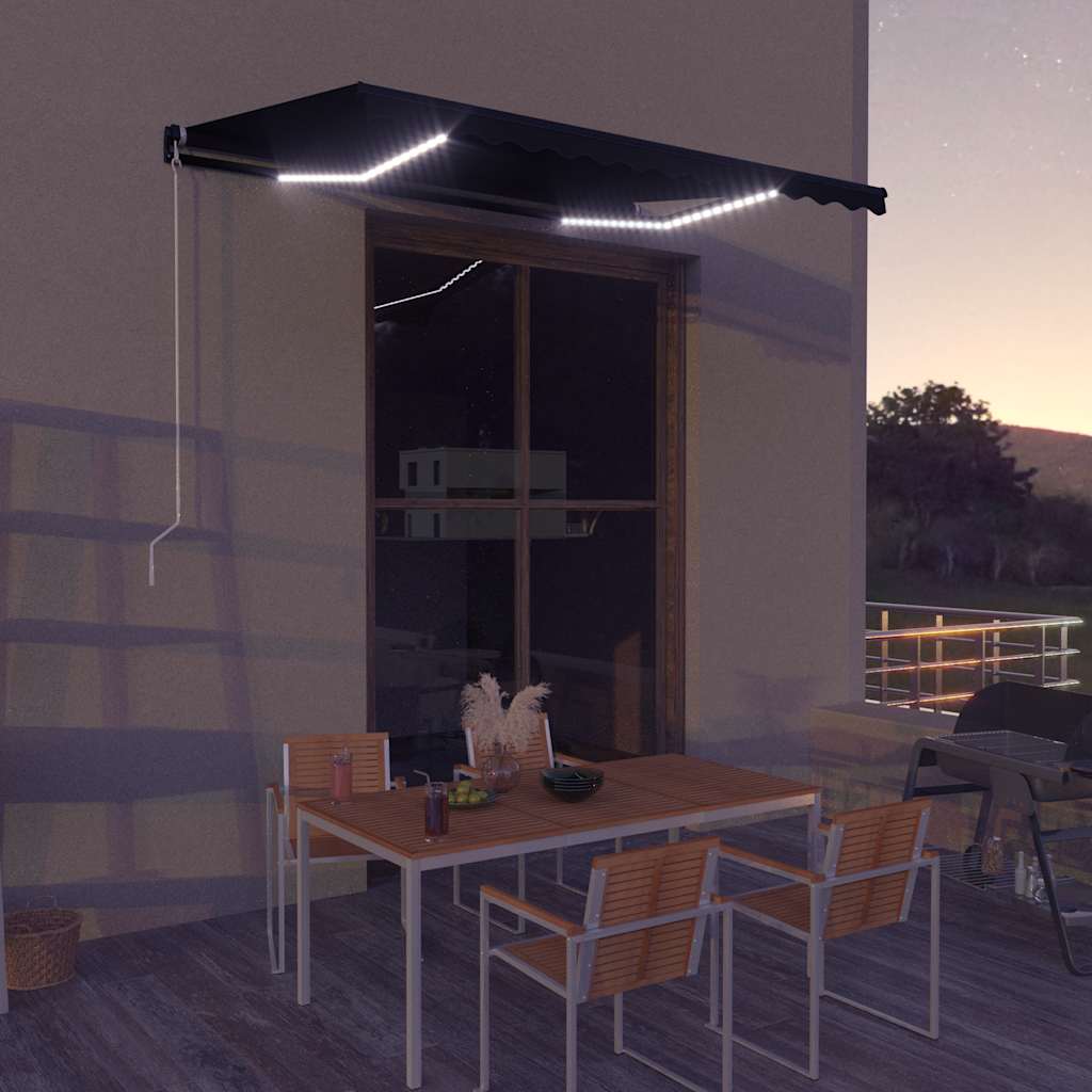 Vidaxx fortelt manuelt udtrækbart med LED 350x250 cm antracit