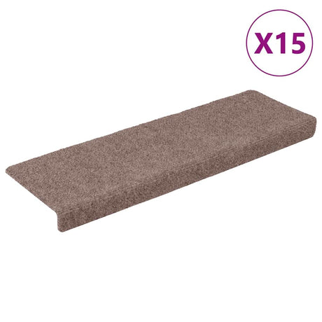 Vidaxl Stair Mats Self -fast 15 stykker 65x21x4 cm creme med rektangulær kant