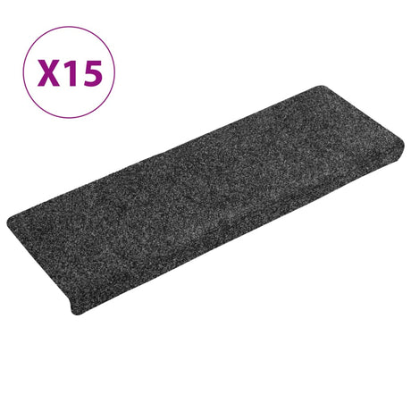 Vidaxl Stair Mats Self -fast 15 stykker 65x21x4 cm grå rektangulær kant
