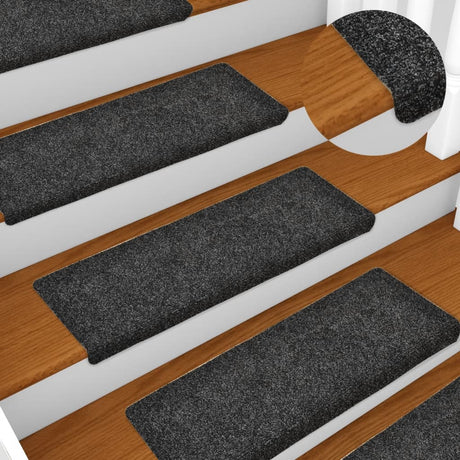 Vidaxl Stair Mats Self -fast 15 stykker 65x21x4 cm grå rektangulær kant