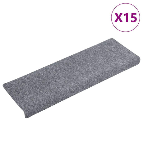 Vidaxl Stair Mats Self -fast 15 stykker 65x21x4 cm lysegrå med rektangulær kant