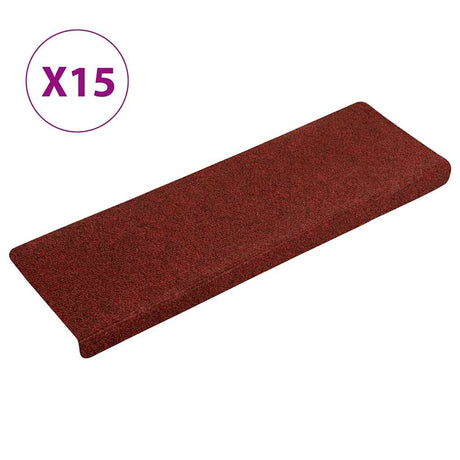 Vidaxl Stair Mats Self -fast 15 stykker 65x21x4 cm Bordeaux rød rektangulær kant