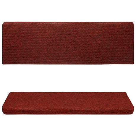 Vidaxl Stair Mats Self -fast 15 stykker 65x21x4 cm Bordeaux rød rektangulær kant