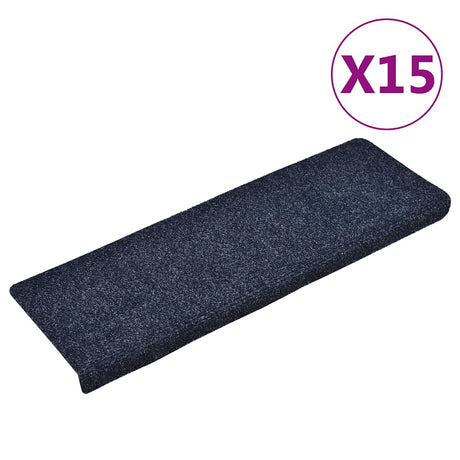 Vidaxl Stair Mats Self -fast 15 stykker 65x21x4 cm blå rektangulær kant