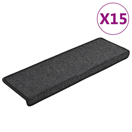 Vidaxl Stair Mats 15 St 65x21x4 cm Anthracite rektangulær kant
